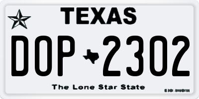 TX license plate DOP2302