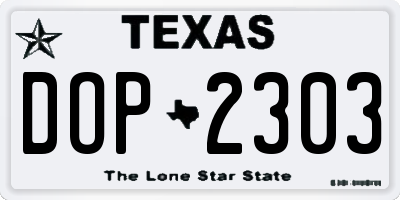 TX license plate DOP2303