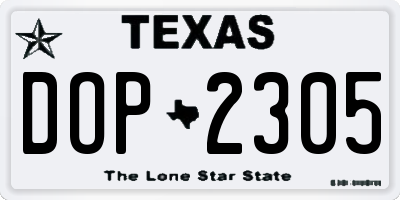 TX license plate DOP2305