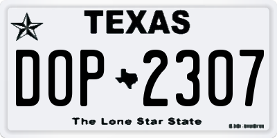 TX license plate DOP2307