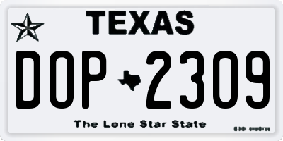 TX license plate DOP2309