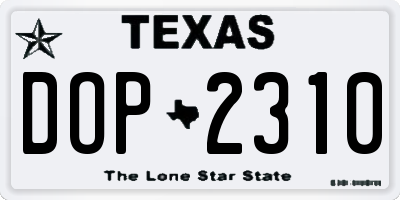 TX license plate DOP2310