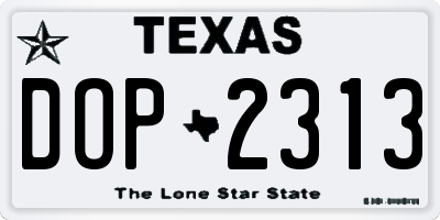 TX license plate DOP2313