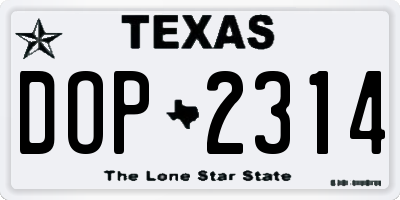 TX license plate DOP2314