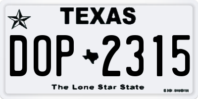 TX license plate DOP2315