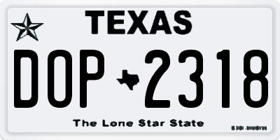 TX license plate DOP2318
