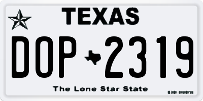 TX license plate DOP2319