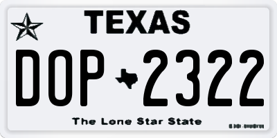 TX license plate DOP2322