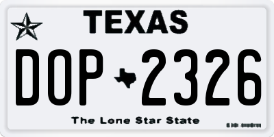 TX license plate DOP2326