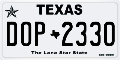 TX license plate DOP2330