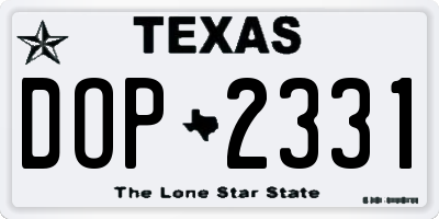 TX license plate DOP2331