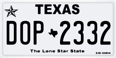TX license plate DOP2332