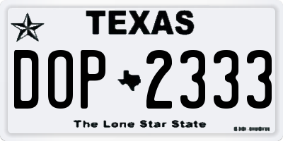 TX license plate DOP2333