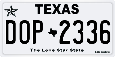 TX license plate DOP2336