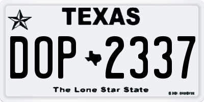 TX license plate DOP2337