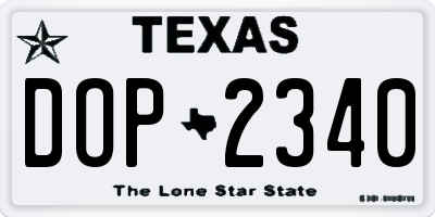 TX license plate DOP2340