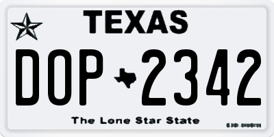 TX license plate DOP2342