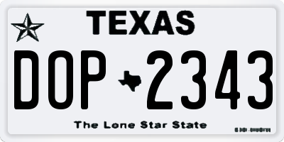 TX license plate DOP2343