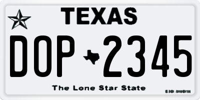 TX license plate DOP2345