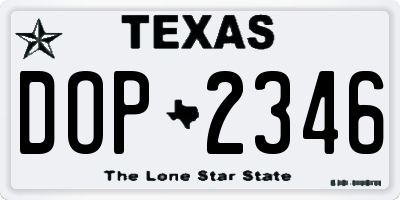TX license plate DOP2346
