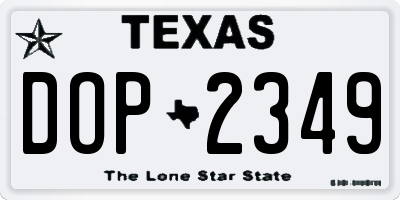 TX license plate DOP2349