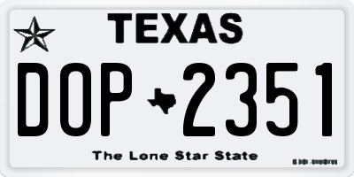 TX license plate DOP2351