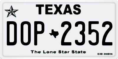 TX license plate DOP2352