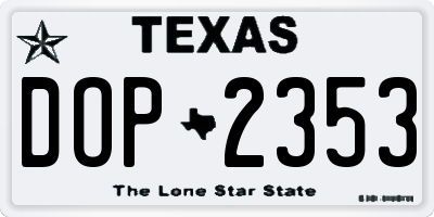 TX license plate DOP2353