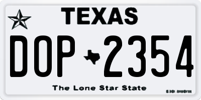 TX license plate DOP2354