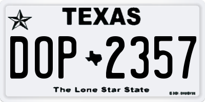 TX license plate DOP2357
