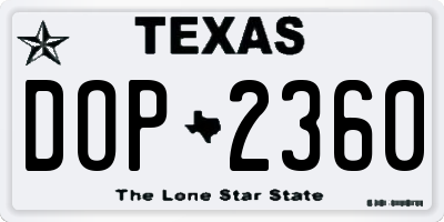 TX license plate DOP2360