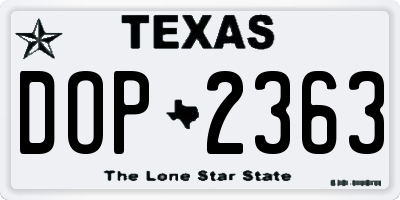 TX license plate DOP2363