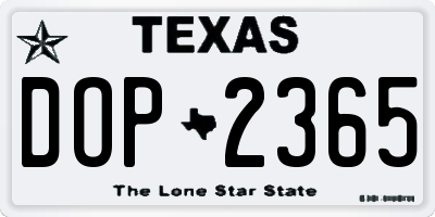 TX license plate DOP2365