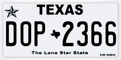 TX license plate DOP2366