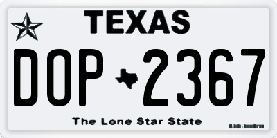 TX license plate DOP2367