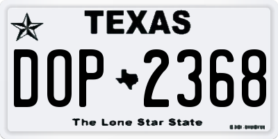 TX license plate DOP2368