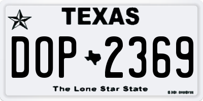 TX license plate DOP2369