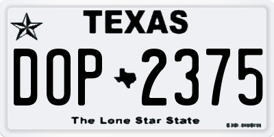 TX license plate DOP2375