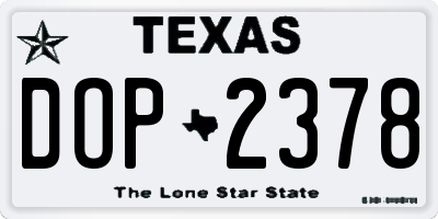 TX license plate DOP2378