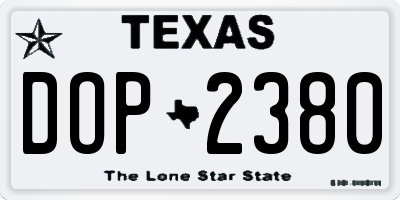 TX license plate DOP2380