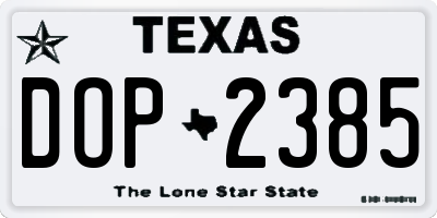 TX license plate DOP2385
