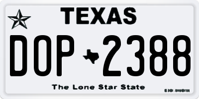 TX license plate DOP2388