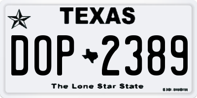 TX license plate DOP2389