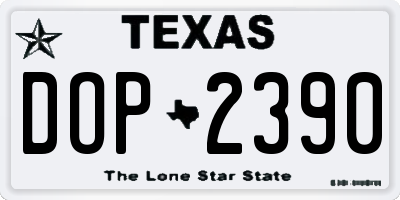 TX license plate DOP2390