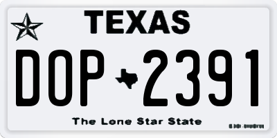 TX license plate DOP2391
