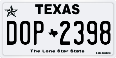 TX license plate DOP2398