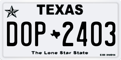 TX license plate DOP2403