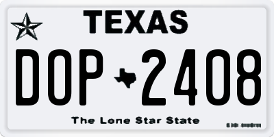 TX license plate DOP2408