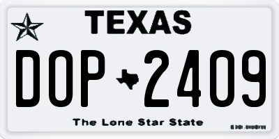 TX license plate DOP2409