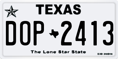 TX license plate DOP2413